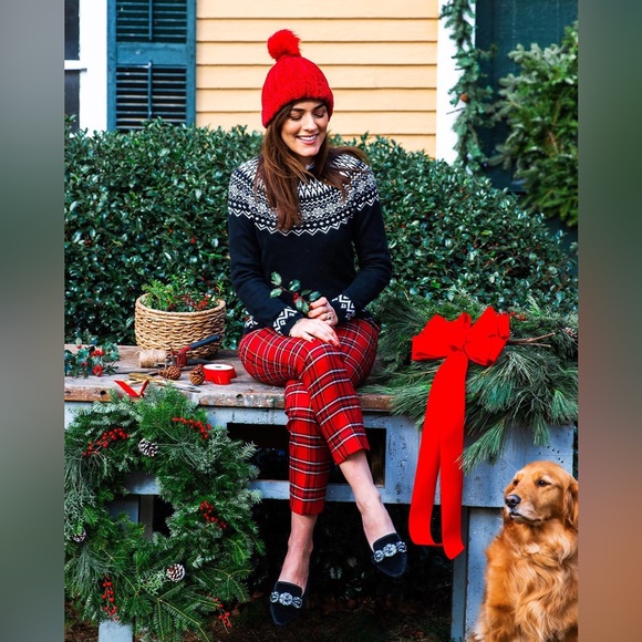 🆕 TALBOTS Black and White Isle Crew neck Long Sleeve Sweater Holiday Vibes🎄❄️ - Picture 6 of 8
